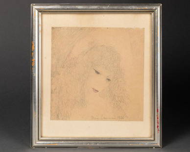 Marie LAURENCIN (1883-1956), d'aprÃ¨s: Portrait de femme (1924) Eau-forte SignÃ© et datÃ© 1924 Ã la mine en bas Ã droite