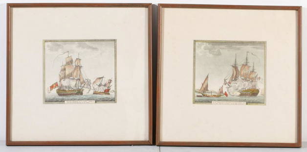 GRAVURE: Batailles navales en mÃ©diterranÃ©e Gravure en couleur H. 16,5 cm. L. 19 cm H. 13 cm. L. 22,5 cm