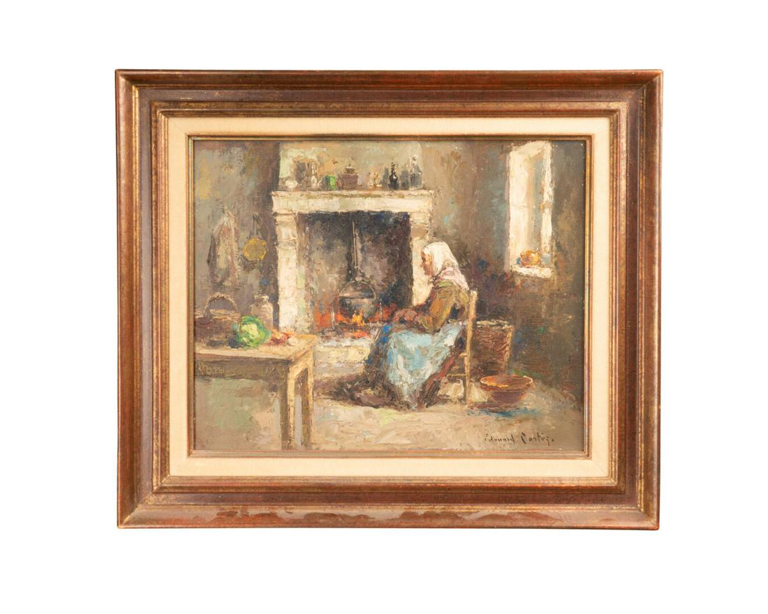 Edouard CORTES (1882-1969): La veillÃ©e Huile sur panneau SignÃ© en bas Ã droite H. 32 cm - L. 41 cmCette Å“uvre sera incluse dans le supplÃ©ment au tome III du catalogue raisonnÃ© L'acheteur devra s'acquitter de 6