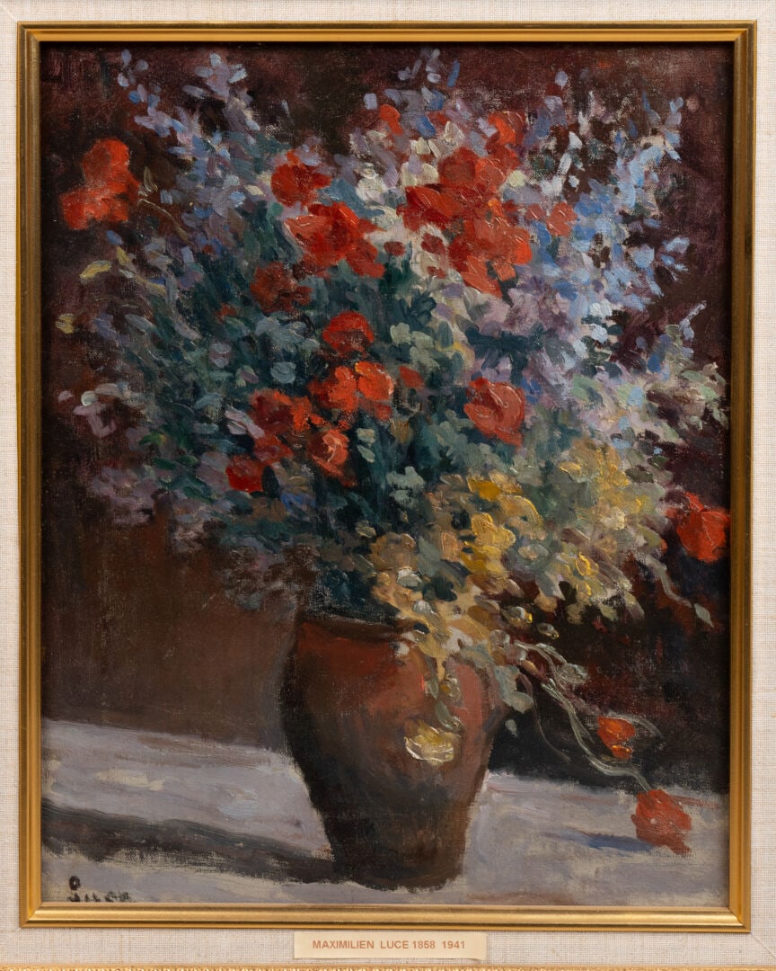 Maximilien LUCE (1858-1941): Le bouquet Huile sur carton toilé, signée en bas à gauche H. 41 cm - L. 33 cm Expert : cabinet Maréchaux