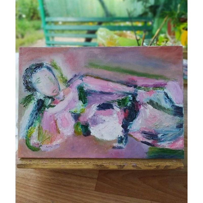 TYEB MEHTA Untitled (Reclining Nude) painting oil: TYEB MEHTA (1925-2009) Restoration: canvas mounted on a new frame. Materials: oil on canvas. Size: 7,9 x 11,8 (in) or 20 x 30 cm. Condition: Excellent. Creation Date: 1957-1959. w / C. of Attribution.