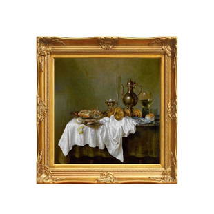 39" After WILLEM CLAESZ. HEDA "Breakfast" painting art printed on canvas: In the style of WILLEM CLAESZ. HEDA (1593/94 - 1680/1682) Title of artwork: "Breakfast" Ready to hang on the wall. SUPPORT UKRAINE! Read more below. Canvas on the wooden underframe. Outer frame are