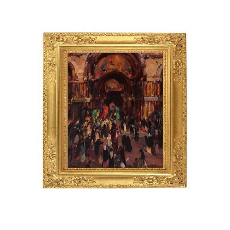 30,7" After Edmund PICK MORINO "The Great Doorway St. Mark's Cathedral, Venice" painting art printed: In the style of Edmund PICK MORINO (1877 - 1958) Title of artwork: "The Great Doorway St. Mark's Cathedral, Venice" Ready to hang on the wall. SUPPORT UKRAINE! Read more below. Canvas on the wooden un