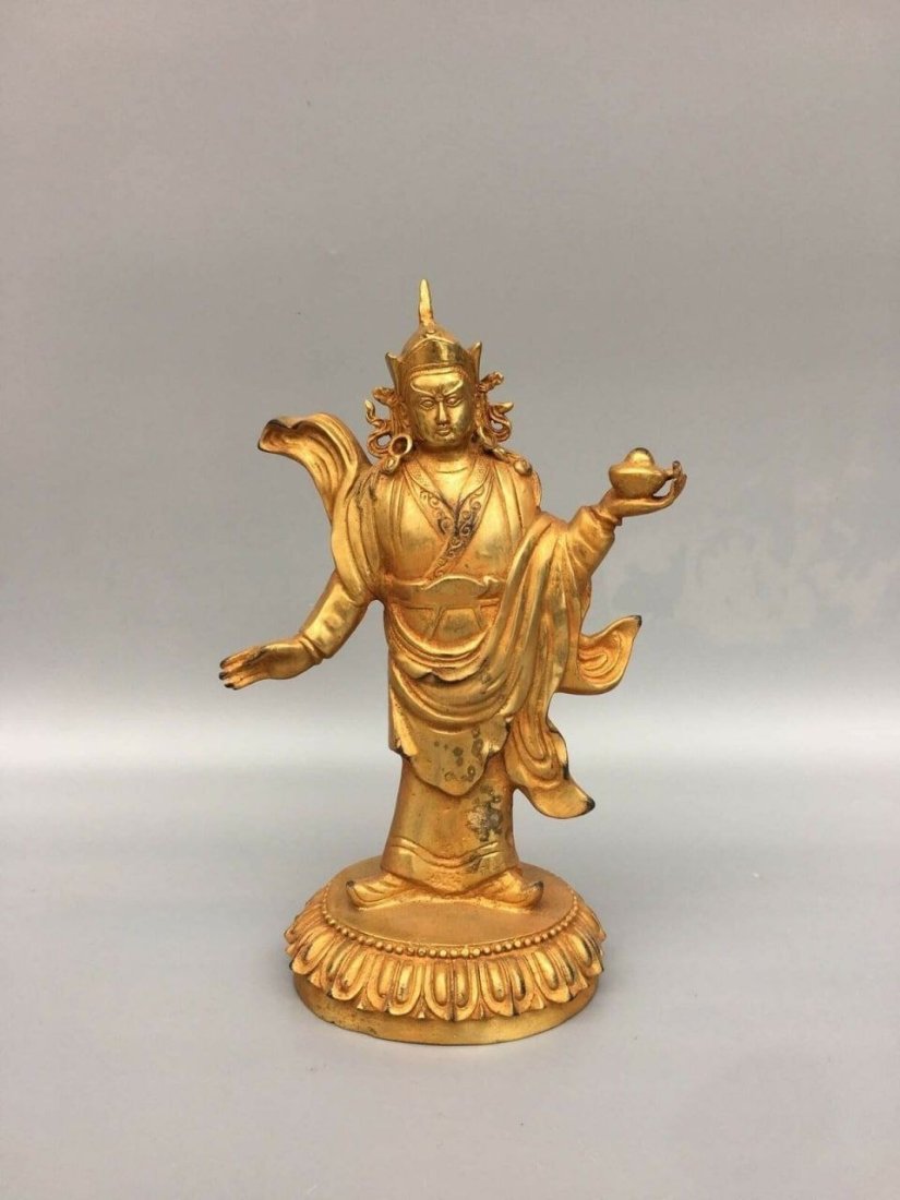 Gold bronze tibetan buddhism Buddha statue guru tibet (1 of 4)