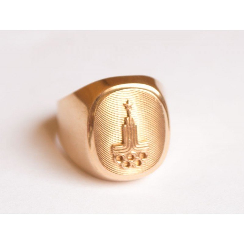 14K gold ring collectible "1980 OLYMPIC GAMES" Investment gold stamped ring (1 of 5)