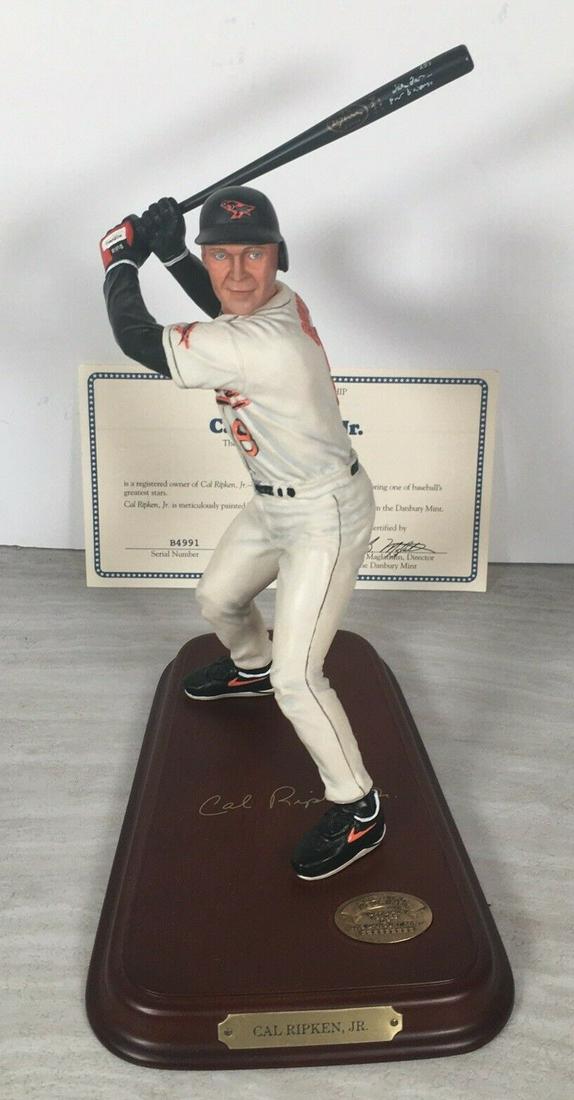Danbury Mint Cal Ripken Jr. / Orioles Baseball Figure Statue: It's limited edition Baltimore Orioles CAL RIPKEN JR. figurine from Danbury Mint. The front has a brass nameplate and the figure stands approx. 8" tall with the base. This highly collectible piece wil