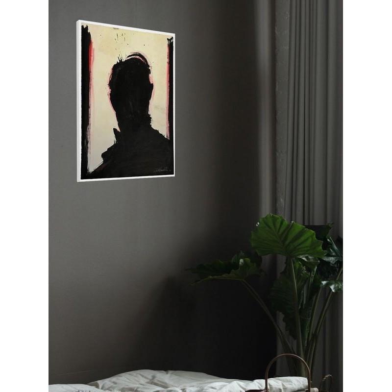 RICHARD HAMBLETON "Shadow Head Portrait" painting canvas not oil printed on canvas: RICHARD HAMBLETON (1952-2017) Ready to be hang on the wall. Canvas on the wooden frame. Medium: printed on canvas panel. Diagonal: 22,4" or 57 cm. Size: 13,8" x 17,7" (in) or 35 x 45cm. Date: c. 2004.