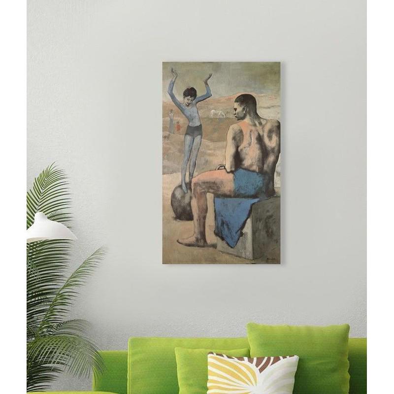 Pablo Picasso "Girl On The Ball" painting canvas not oil printed on canvas: Pablo Picasso (1881 â€“ 1937) Ready to be hang on the wall. Canvas on the wooden frame. Medium: printed on canvas panel. Diagonal: 27,3" or 69,5 cm. Size: 13,8" x 23,6" (in) or 35 x 60 cm. Date: