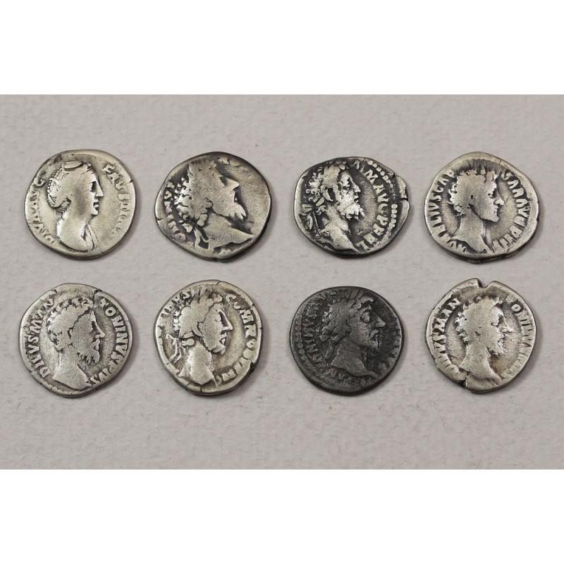 Antique set denarius 8 coins silver limes Roman Empire: 8 pieces denarii silver limes Roman Empire. Denarius Aurelius "Armenia" and "Komoda" - limes. Remaining silver No. of items: 8 coins Weight: 21 gram (0.74 oz) Size: 16-17 mmMaterial: silver. limes Con