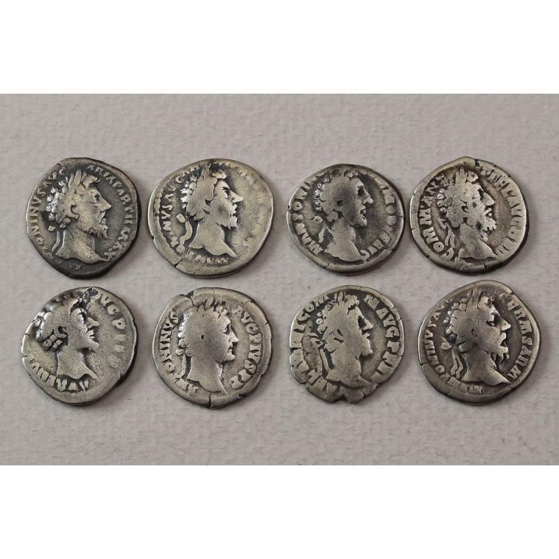 Antique set denarius 8 coins silver limes Roman Empire: 8 pieces denarii silver limes Roman Empire. Denarius Aurelius "Armenia" and "Komoda" - limes. Remaining silver No. of items: 8 coins Weight: 22 gram (0.77 oz) Size: 17-17 mmMaterial: silver. limes Con
