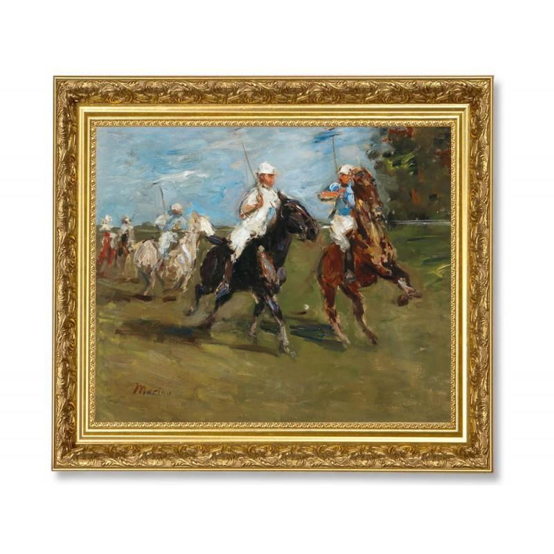 30,7" Edmund PICK MORINO "Polo Players" painting art printed on canvas: Edmund PICK MORINO (1877 - 1958). Title of artwork: "Polo Players" Ready to hang on the wall. Canvas on the wooden underframe. Outer frame are not included! Year: undated. Technique: printed on canvas