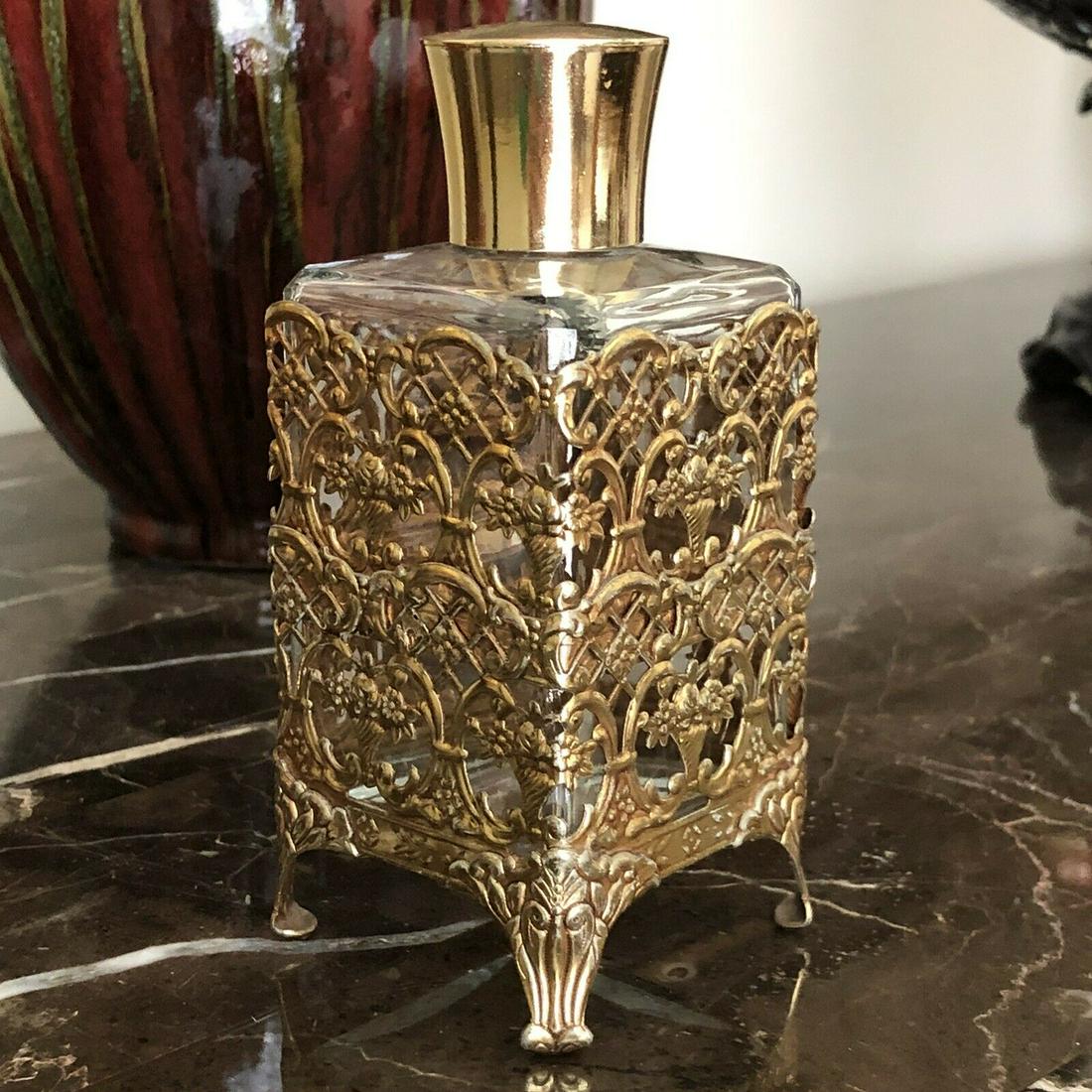 Vintage Filigree Vanity Glass Bottle Refillable Lotion (1 of 8)