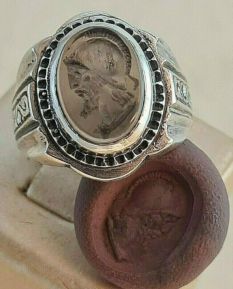 Silver quartz Ring Roman Style Handmade Antique Look (1 of 5)