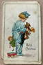 Vintage Postcard cent stamp Christmas card Girl