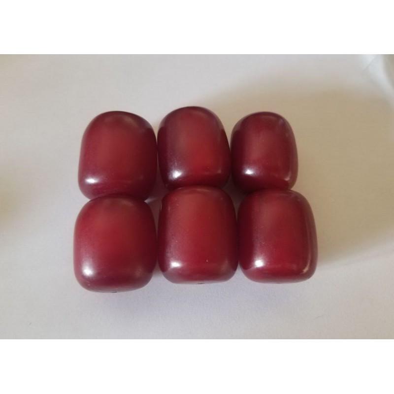 170 gr. Cherry Bakelite, Faturan, Amber imitation necklace, antique, vintage red color with smoke (1 of 6)