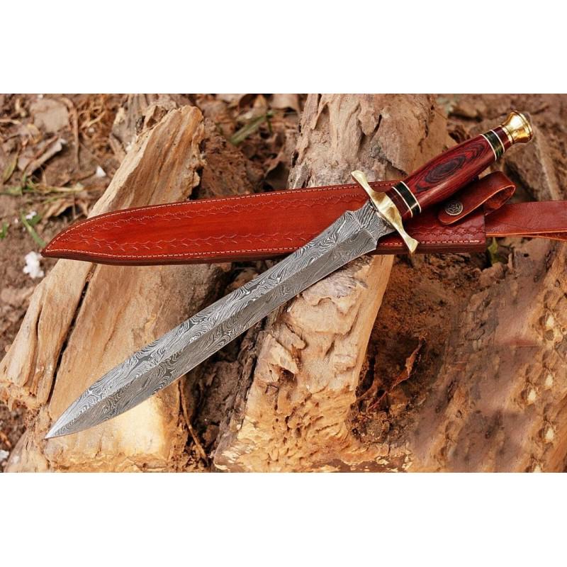 Set 8 everyday carry kitchen chef damascus steel knives: Set of 8 Knives "Lake" made of damask steel. Handle â€“ camel bone, bull horn and scabbard - genuine leather. Damascus knives are very durable, look great and keep sharpness perfectly. Damascus s