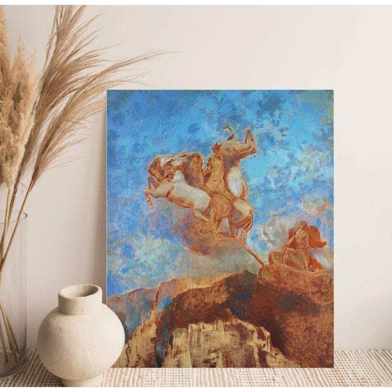 ODILON REDON "The Chariot of Apollo" painting canvas not oil printed on canvas: ODILON REDON (1840 â€“ 1916) Ready to be hang on the wall. Canvas on the wooden underframe. Medium: printed on canvas panel. Diagonal: 28" or 71,1 cm. Size: 17,7" x 21,7" (in) or 45 x 55 cm. Date