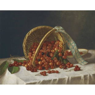 JOHN F. FRANCIS "Basket of cherries" printed on canvas: JOHN F. FRANCIS (1808-1886) BASKET OF CHERRIESReady to be hang on the wall. Canvas on the wooden frame !Medium: printed on canvas panel. Size: 11,8 x 15,7 (inch) or 30 x 40 cm. Date: 1808-1886Please n