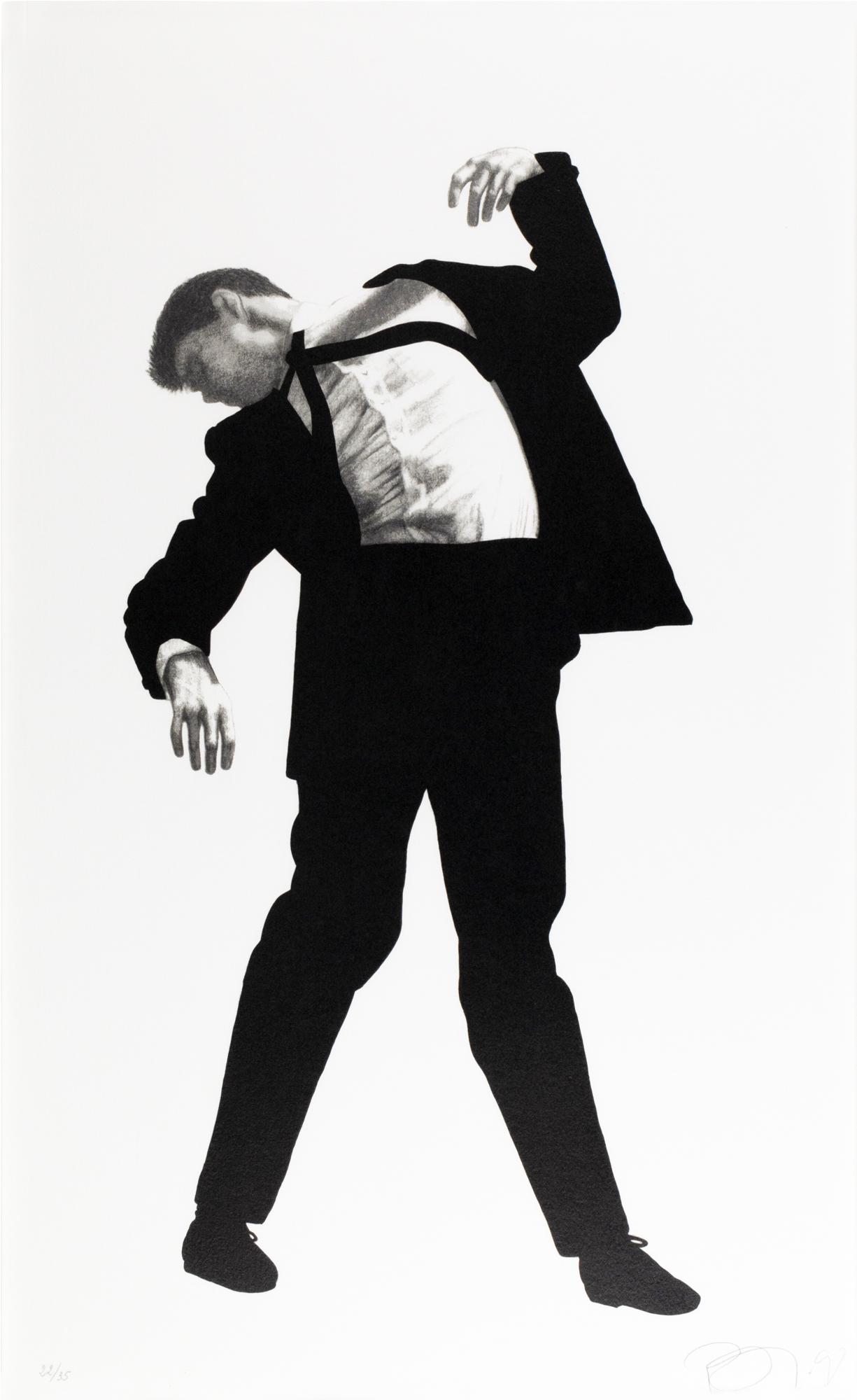 Robert Longo (1953 Brooklyn - lebt in New York): Men in the Cities. 1993. Lithografie auf Arches Velin. Unterhalb der Darstellung mit Bleistift signiert (ligiert), datiert und nummeriert: Longo, 93, 22/35. Blattmass: 58 x 36 cm. Unter Glas in einem
