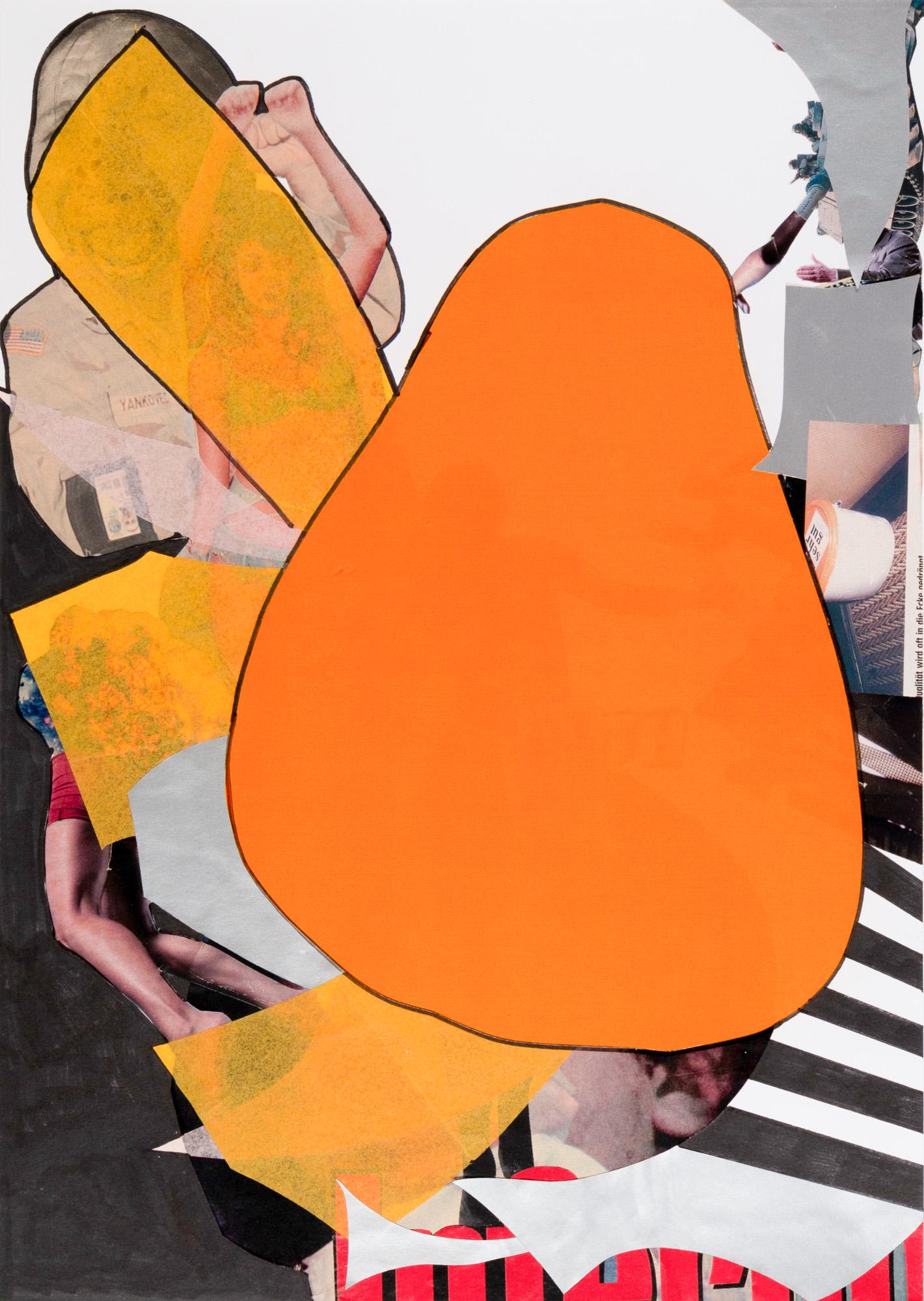 Tobias Rehberger (1966 Esslingen - lebt in Frankfurt a.M.): no. no. no! (Olof Palme). 2006. Collage und Filzstift auf Papier. 42 x 29,6 cm. Im Objektrahmen freigestellt und unter Glas gerahmt: 47 x 34,3 cm. Verso ein Etikett der Galerie neugerriemschneider, Be