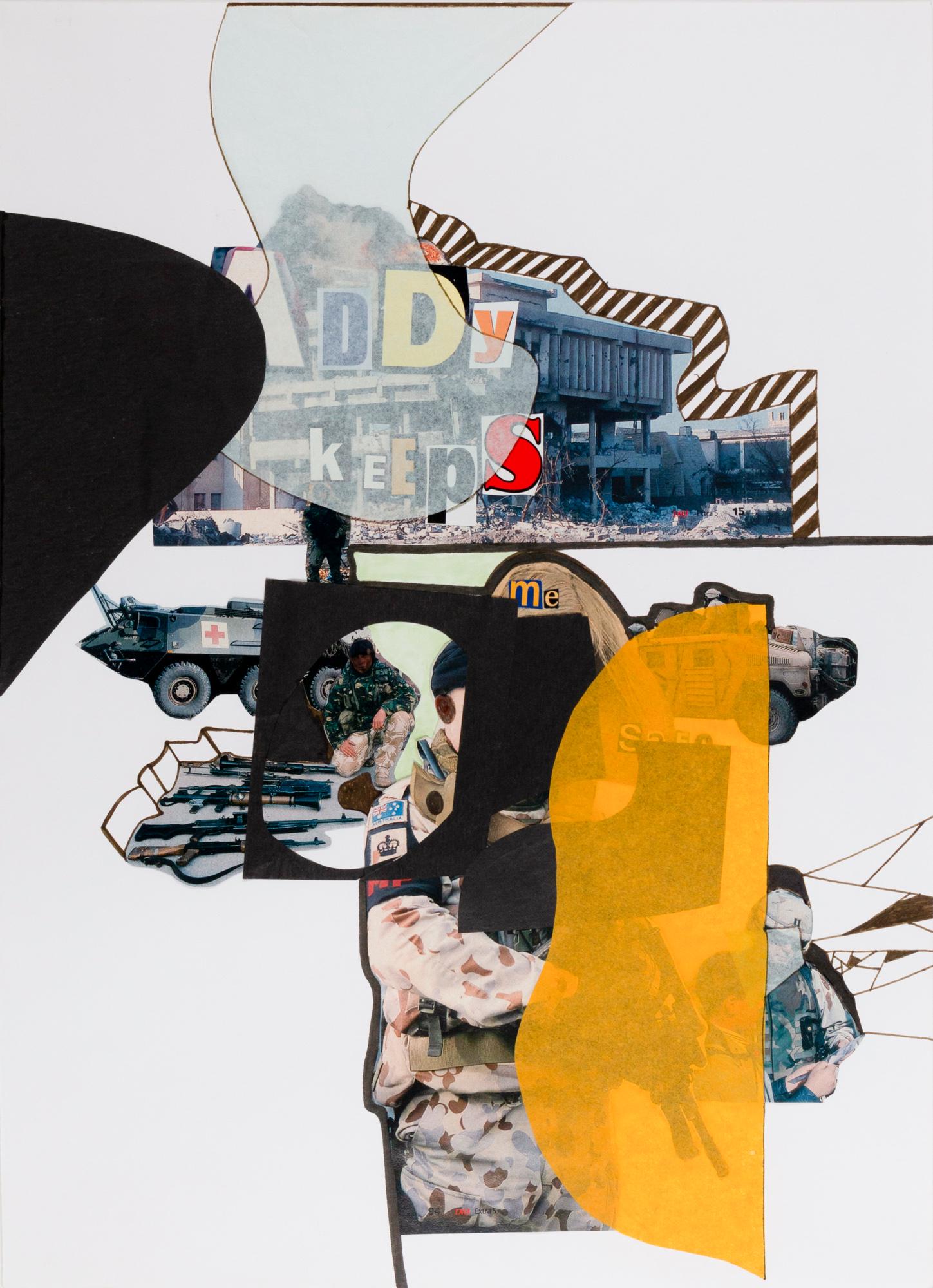 Tobias Rehberger (1966 Esslingen - lebt in Frankfurt a.M.): no. no. no! II. 2006. Collage und Filzstift auf Papier. 44 x 32 cm. Im Objektrahmen freigestellt und unter Glas gerahmt: 48,7 x 36,6 cm. Verso ein Etikett der Galerie neugerriemschneider, Berlin. Prov