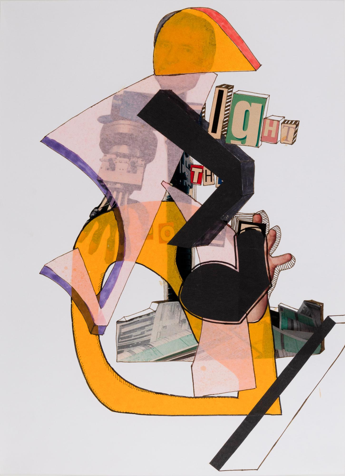 Tobias Rehberger (1966 Esslingen - lebt in Frankfurt a.M.): no. no. no! VII. 2006. Collage, Farbstift und Filzstift auf Papier. 44 x 32 cm. Im Objektrahmen freigestellt und unter Glas gerahmt: 48,7 x 36,6 cm. Verso ein Etikett der Galerie neugerriemschneider,