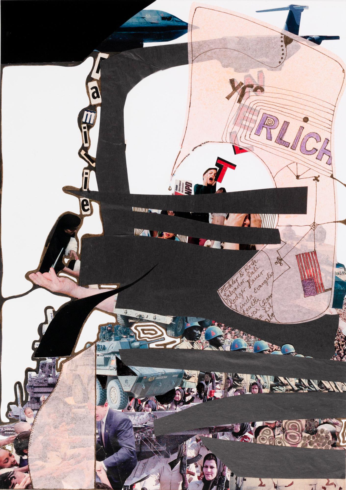 Tobias Rehberger (1966 Esslingen - lebt in Frankfurt a.M.): no. no. no! X. 2006. Collage und Filzstift auf Papier. 42 x 29,7 cm. Im Objektrahmen freigestellt und unter Glas gerahmt: 47 x 34,3 cm. Verso ein Etikett der Galerie neugerriemschneider, Berlin. Prove