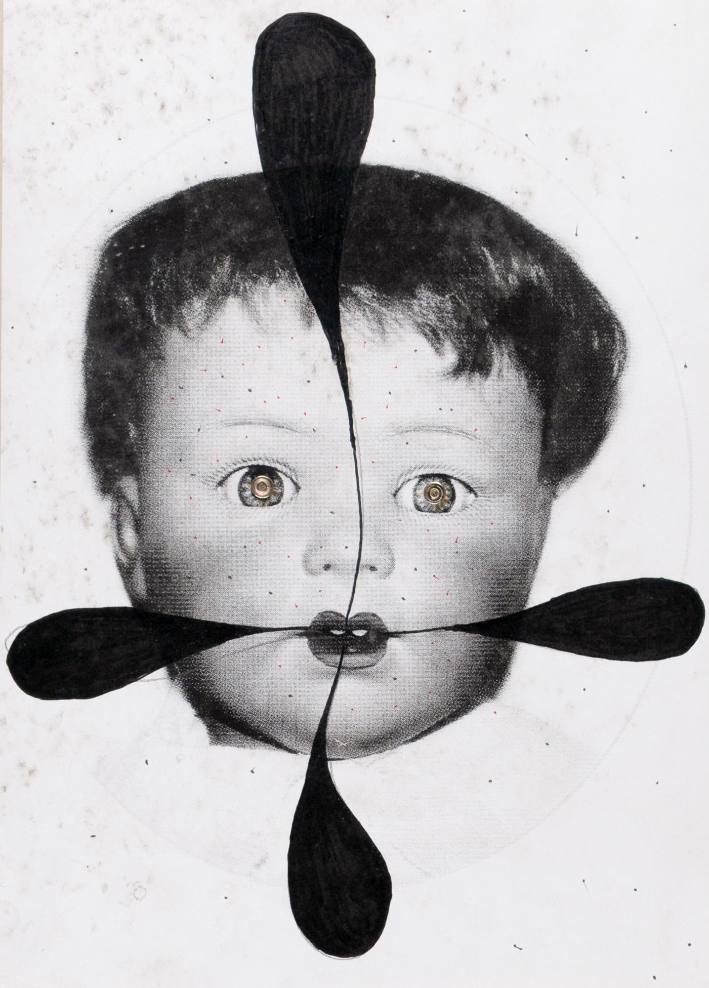 Thomas Zipp (1966 Heppenheim - lebt in Berlin): PPT #9. 2009. Mixed Media auf Papier. Verso auf dem Rahmen mit Filzstift signiert, betitelt und datiert: Thomas Zipp, PPT #9, 09. 29,7 x 20,9 cm. Im Kuenstlerobjektrahmen freigestellt und unter Glas g