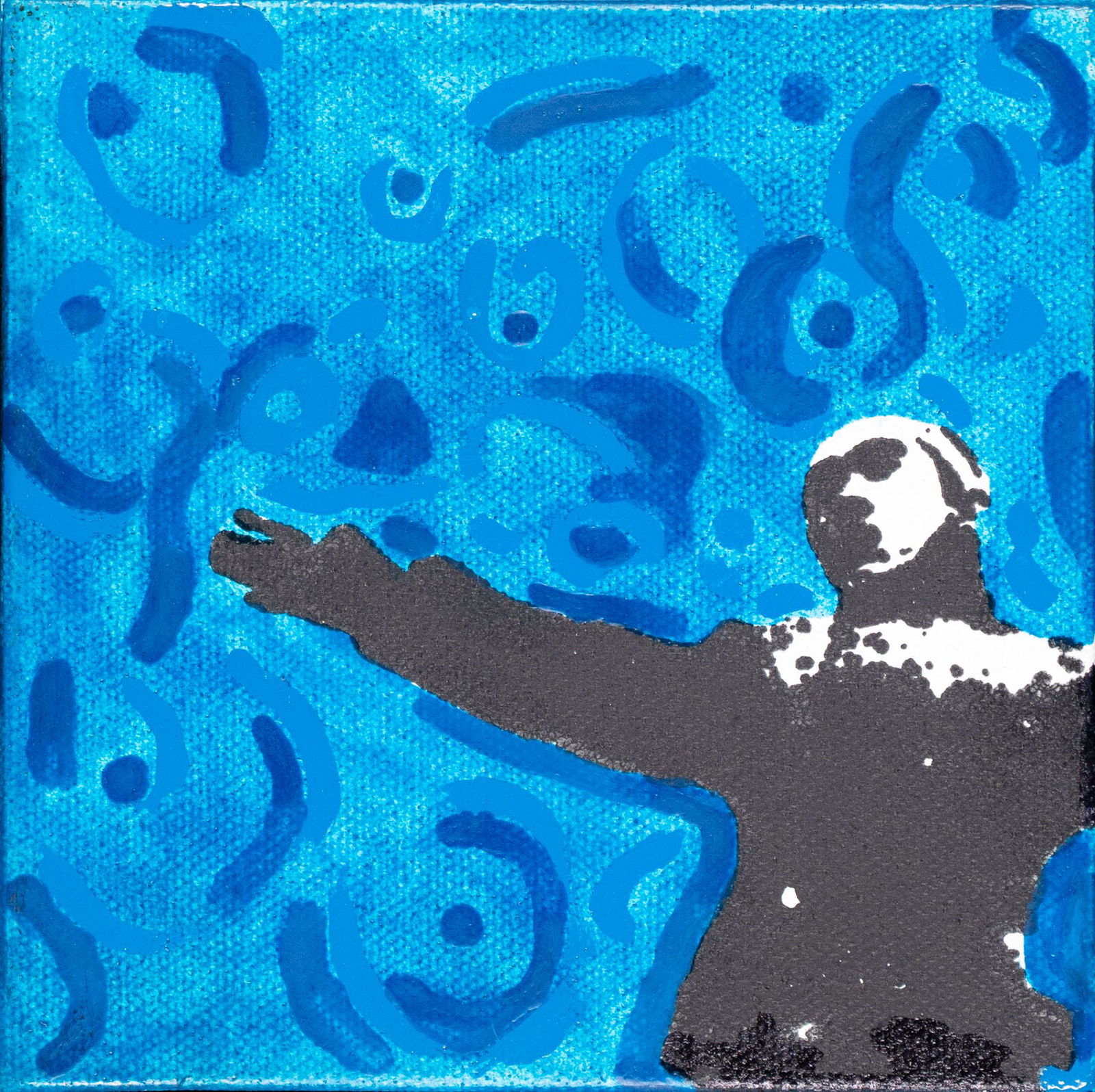 Henry Vincent (1966 East Detroit - lebt in Los Angeles): Ohne Titel. 2011. Acryl und Oel auf Leinwand. Rueckseitig mit Bleistift signiert und datiert: Vincent, 2011. 12,5 x 12,5 cm. Gerahmt, in Schattenfuge freigestellt: 16 x 16 cm. Provenienz: Nachlass Rei