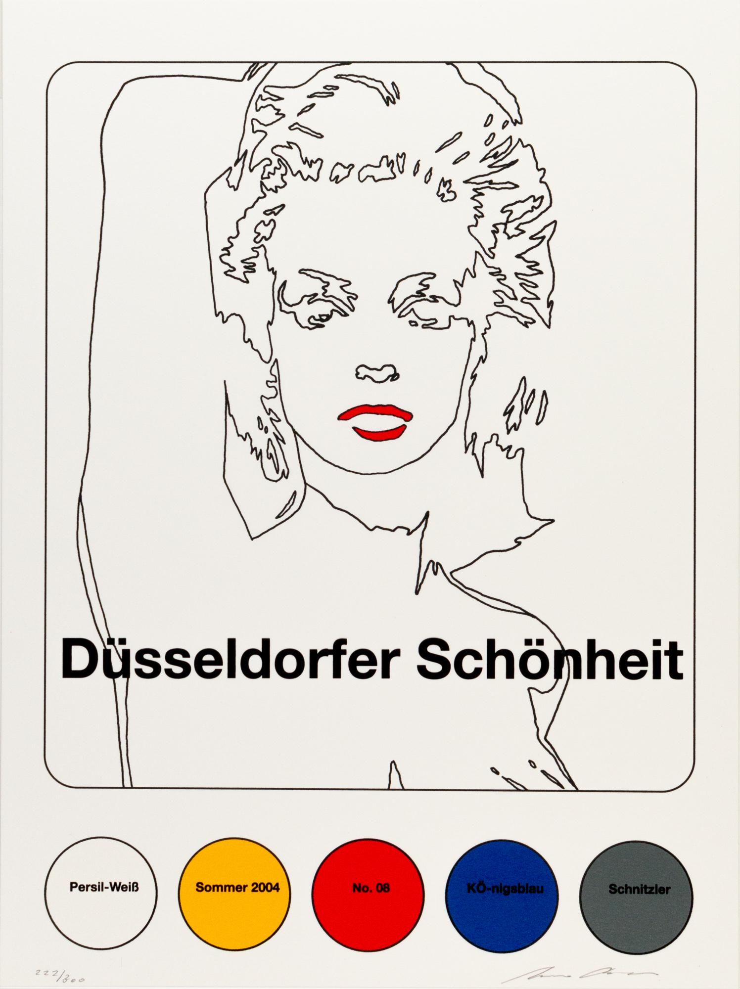 Werner Berges (1941 Cloppenburg - Schallstadt 2017): Duesseldorfer Schoenheit. 2002. Digitaldruck auf Klarsicht-Folie ueber Farbserigrafie auf Somerset-Buetten. In Original-Mappe. Unterhalb der Darstellung mit Bleistift signiert und nummeriert: Werner B