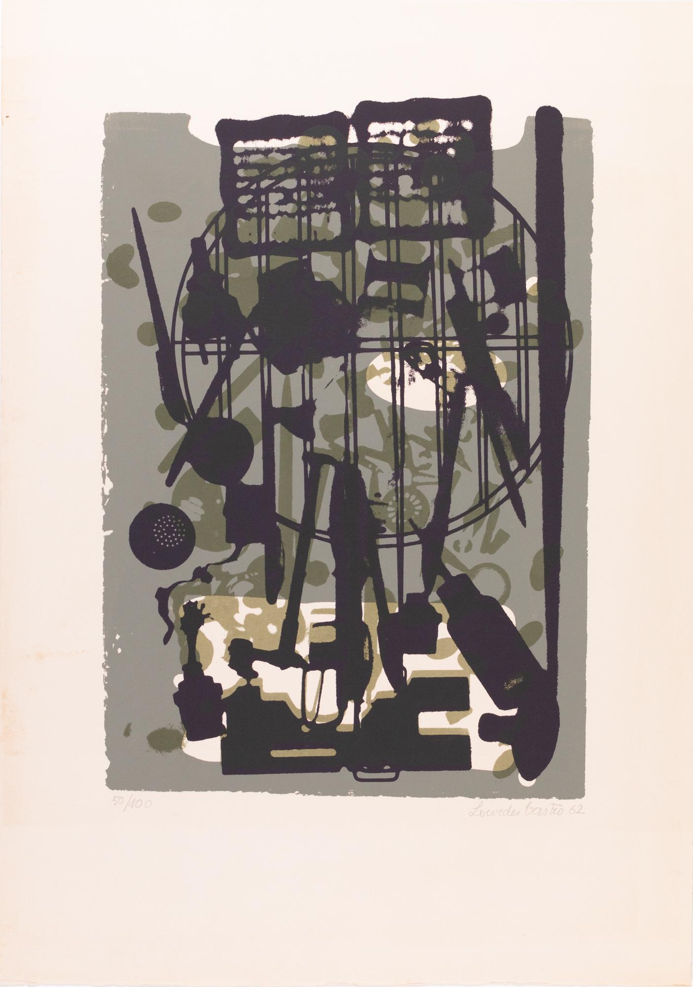 Lourdes Castro (1930 Funchal 2022)*: Ohne Titel. 1962. Farbserigrafie auf Arches Velin. Unterhalb der Darstellung mit Bleistift signiert, datiert und nummeriert: Lourdes Castro, 62, 50/100. Blattmass: 59,6 x 41,9 cm.