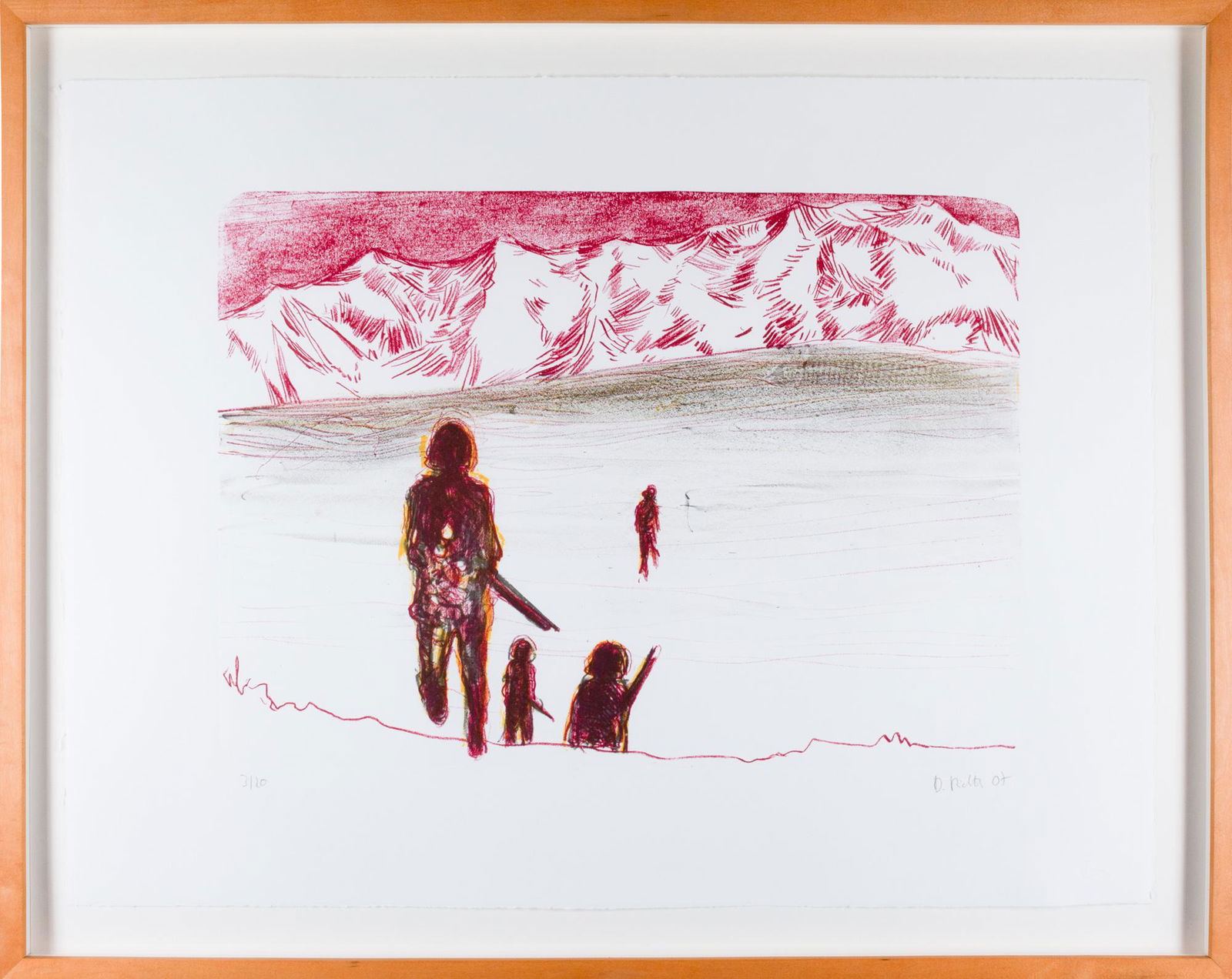 Daniel Richter (1962 Eutin - lebt in Berlin): Kaschmir. 2007. Farblithographie auf BFK Rives Buetten. Rechts unten mit Bleistift signiert, datiert und nummeriert: D. Richter, 07, 3/20. Blattmass: 50,2 x 65,8 cm. Im Objekrahmen freigestellt: 59,2