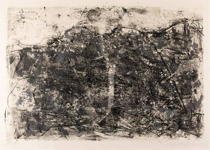 Emil Schumacher (1912 Hagen - San José, Ibiza 1999): Ohne Titel. 1961. Lithografie auf Velin. 53,3 x 79 cm. Unterhalb der Darstellung signiert und bezeichnet: Schumacher, epr. d'art. Kuenstler-Exemplar ausserhalb der Auflage von 300. An Passepartout mon