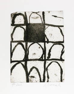Emil Schumacher (1912 Hagen - San José, Ibiza 1999): Ohne Titel. Um 1970. Aquatinta-Radierung auf Velin. Unterhalb der Darstellung mit Bleistift signiert und nummeriert: Schumacher, epr-d'art. Blattmass: 52,5 x 39 cm. Unter einem Passepartout und unter