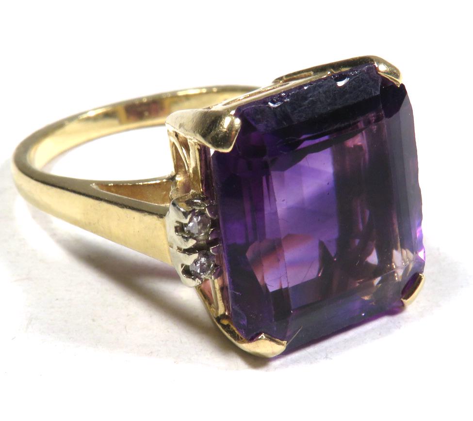 14kt Yellow Gold Amethyst Diamond Ring Sz7.25 (1 of 9)