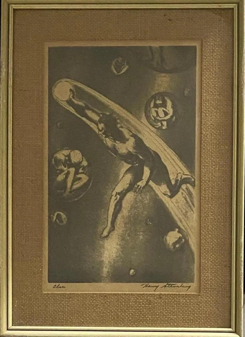 Harry Sternberg (1904 - 2001) Oboe ,Etching and aquatint on paper,signed in pencil lower right, (1 of 3)