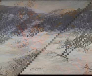 Arthur Meltzer (1893 - 1989) American: Arthur Meltzer (1893 - 1989) Oil on Board, Sgned Lower Left, Measures (12 x 10 inches) w/frame (17 x 15 inches)