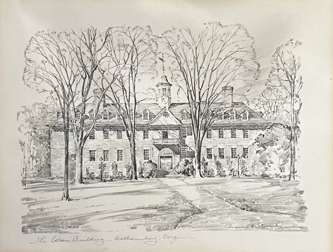 Charles Overly - Williamsburg Virginia Pencil Drawing Print - The Wren Building (1 of 3)