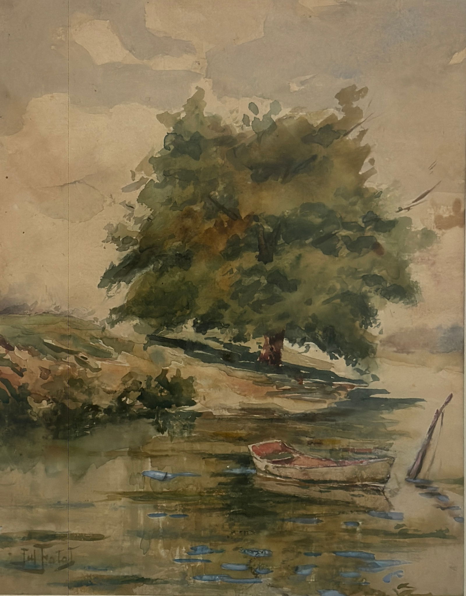 Julian Falat (1853 - 1929) Poland: Julian Falat (1853 - 1929) Watercolor / Paper , Signed Lower Left, measures 10 x 8 and 18 x 14 inches w/frame.