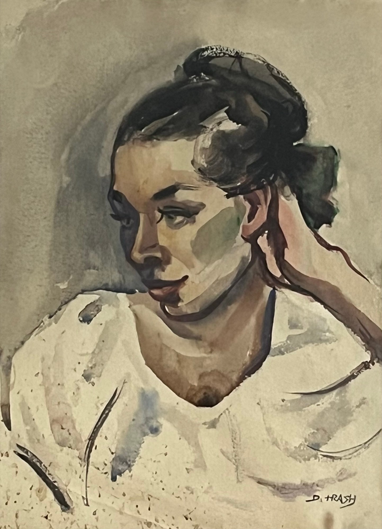 Dox Thrash (1893 - 1965) American/Canada: Dox Thrash (1893 - 1965) Watercolor on paper, signed, measures 13 x 9 and 19 x 15.5 inches w/frame.