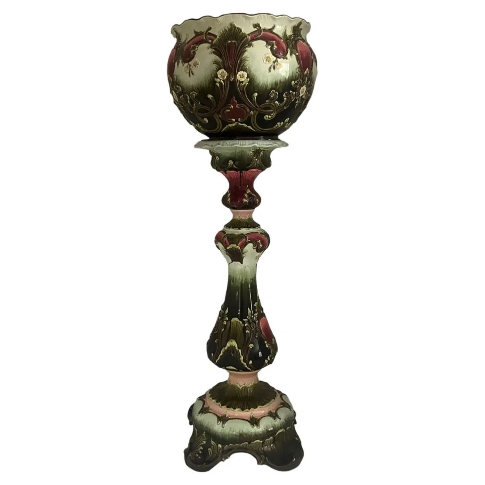 19TH C. AUSTRIAN MAJOLICA JARDINIERE AND PEDESTAL (1 of 4)
