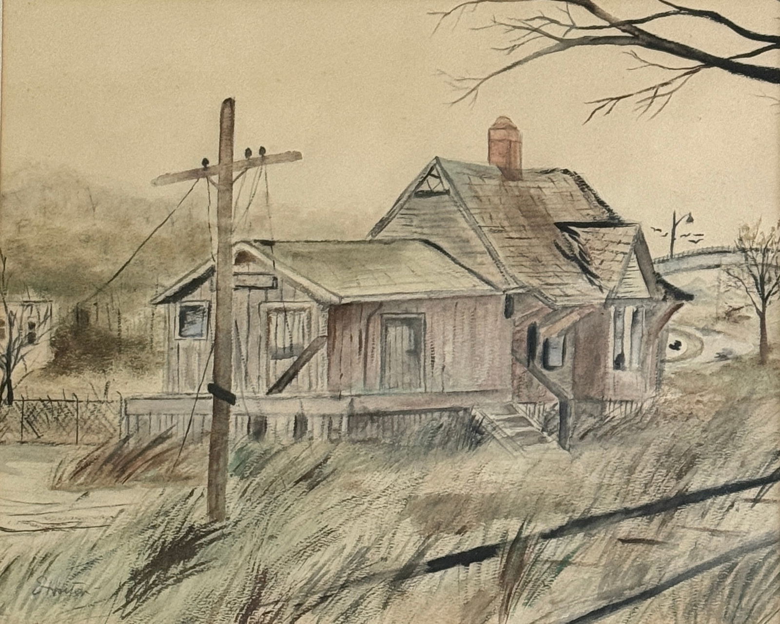 Earl "Bill" Earle Horter (1881 - 1940) American: Earl "Bill" Earle Horter (1881 - 1940) Watercolor on paper, signed lower left, measures 13 x 16 and 23 x 26 inches w/frame.