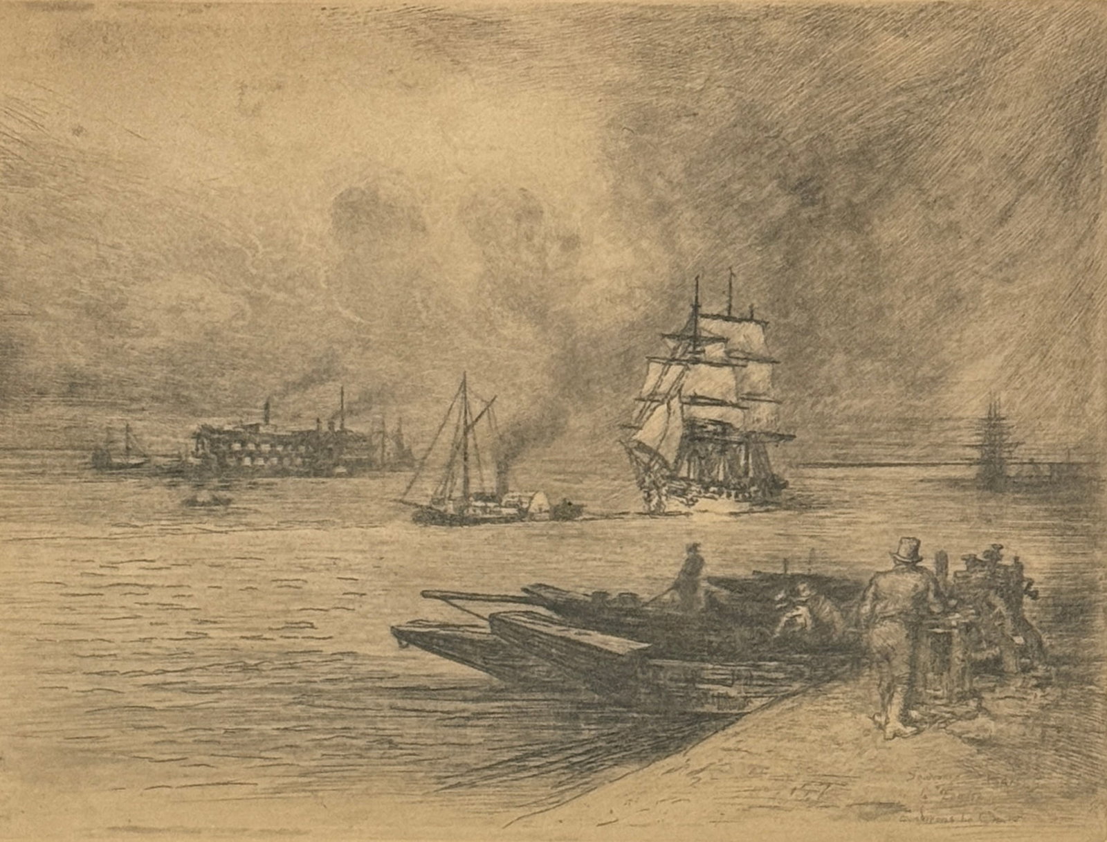 Felix-Hilaire Buhot (1847 - 1898) Near Gravesend, Remembrance of the Thames, c. 1880-1881 (1 of 6)