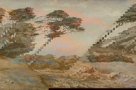 Percy (Henry Percy) Gray (1869 - 1952) American: Percy (Henry Percy) Gray (1869 - 1952) Watercolor on paper, signed lower right, measures 11.5 x 17.5 and 20.5 x 26.5 inches w/frame.