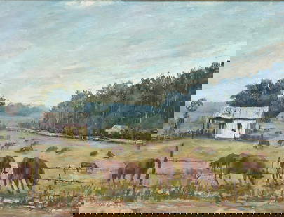 Lotte Laserstein (1898 - 1993) Sweeden/Germany: Lotte Laserstein (1898 - 1993) Oil on board, signed lower left, measures 18.5 x 25 and 23.5 x 29 inches w/frame.