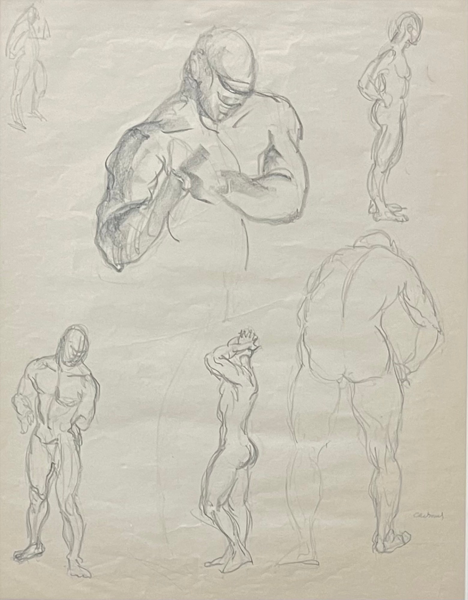 Paul Cadmus (1904 - 1999) American: Paul Cadmus (1904 - 1999) Pencil on paper, signed lower right, measures 22 x 27 and 28.5 x 22.5 inched w/frame