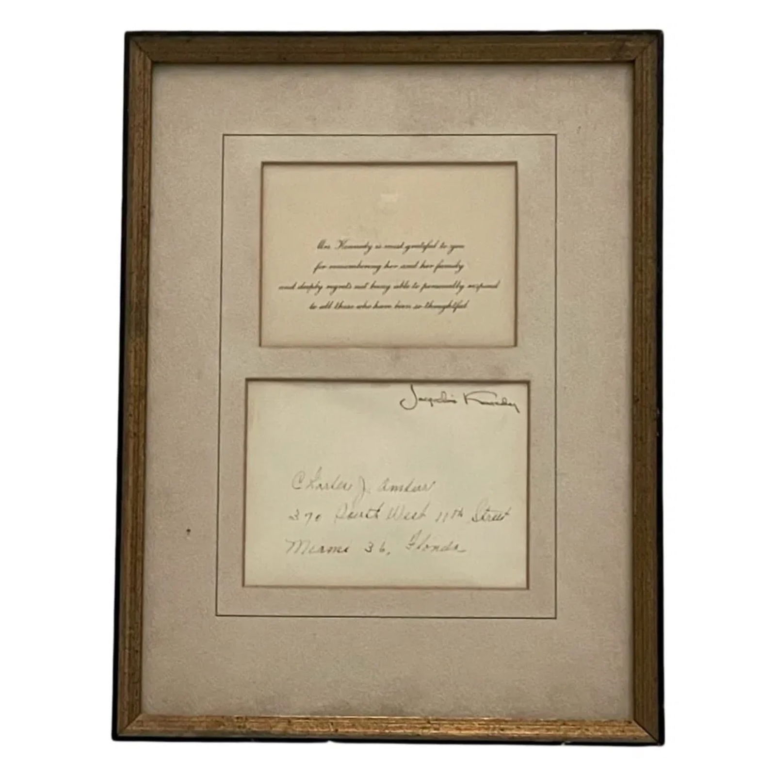Thank you card from Jackie Kennedy after JFK funeral. (1 of 4)
