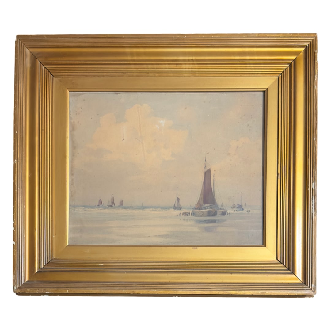 James Thomas Watts (1853 - 1930) United Kingdom: James Thomas Watts (1853 - 1930) Watercolor & gouache on paper, signed lower right, measures 15.5 x 14.5 and 24 x 28 inches w/frame.