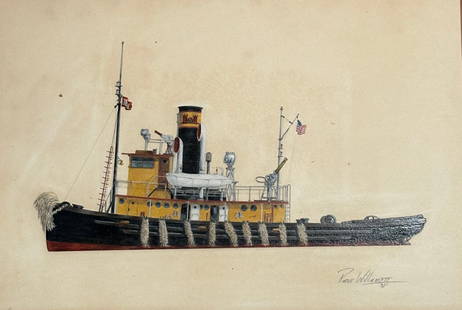 Roger Williams "Railroad Tugboat": Roger Williams "Railroad Tugboat" Oil painting, signed lower left, mrasures .