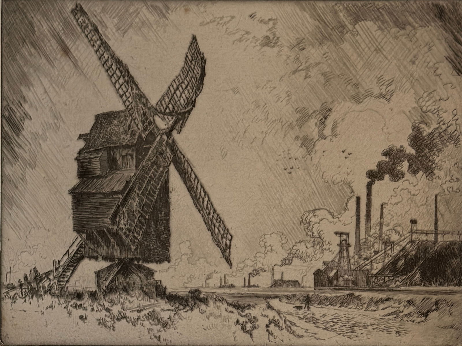 Joseph Pennell (1857 - 1926) Old & New Mills (Valenciennes), 1910 (1 of 2)